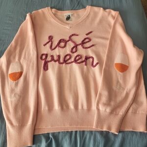 QUEEN OF SPARKLES Rosé Queen Peach Sweater